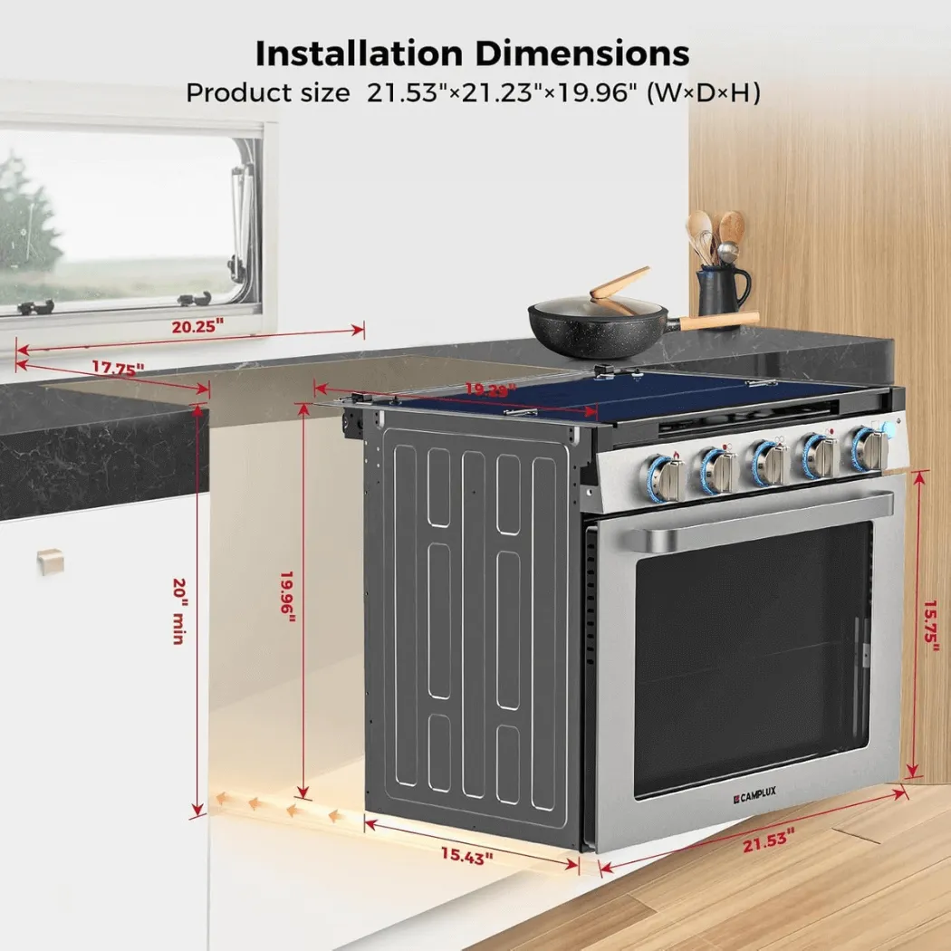 Camplux Classic 21" cuisinière gaz camping-car 3 feux + four