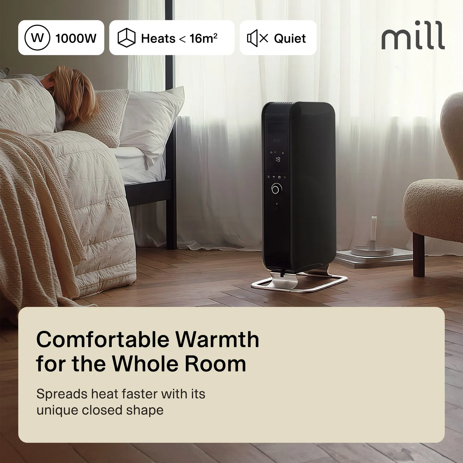 Mill Gentle Air 1000W radiateur bain d'huile noir