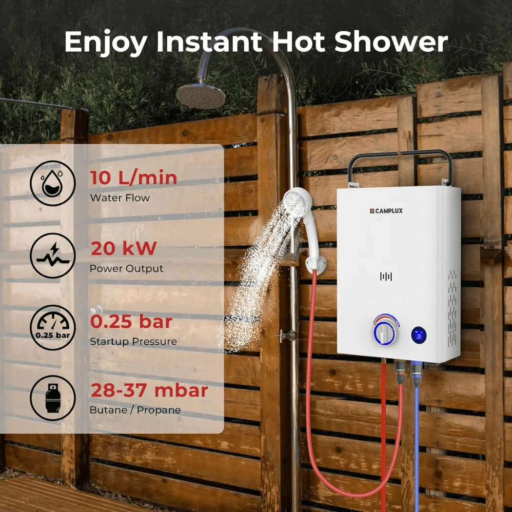 Camplux First Chauffe-eau instantané 10L gaz 37 mbar blanc
