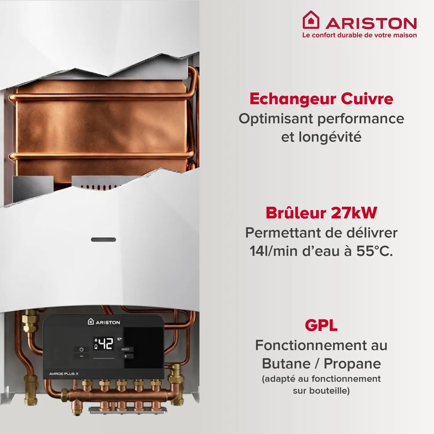 Ariston Akros Plus GPL chauffe-eau gaz 14L instantané