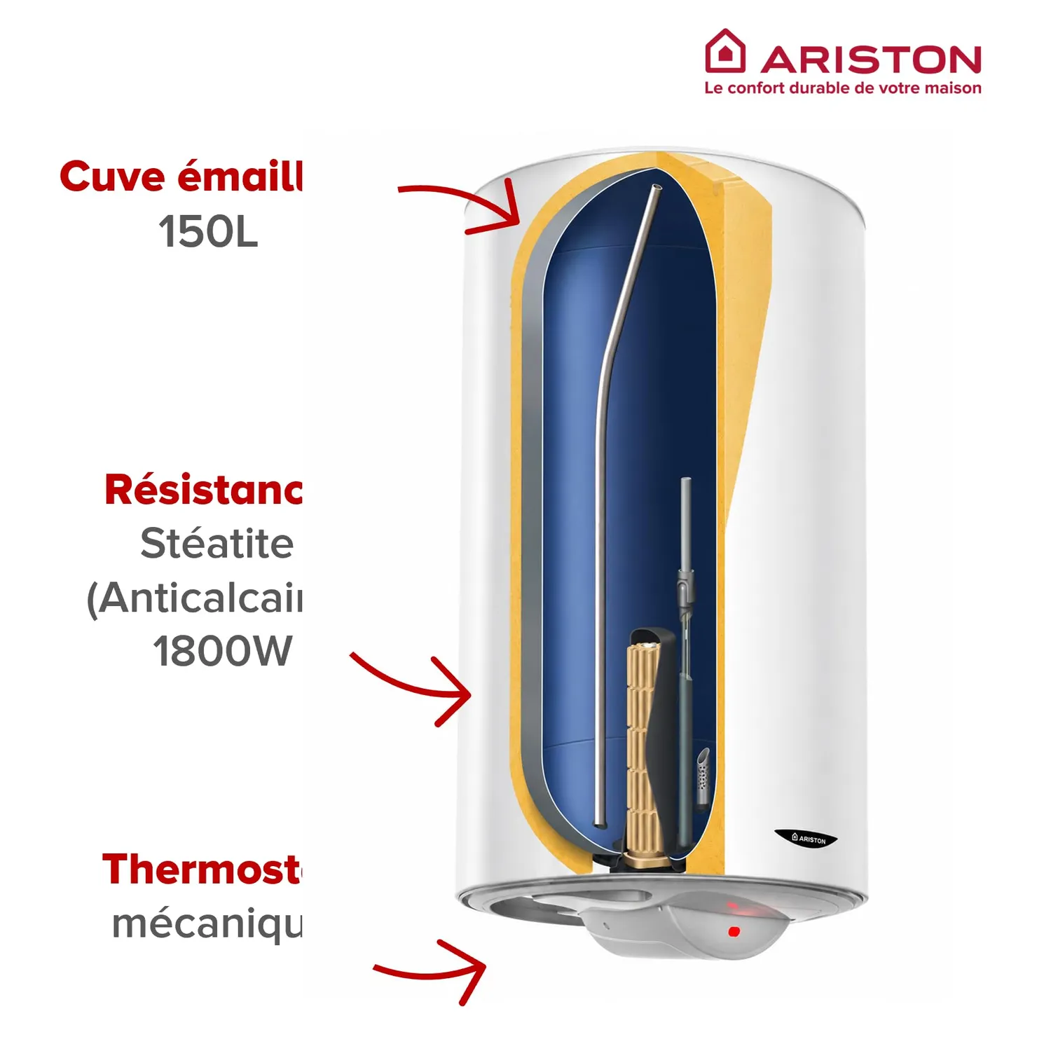 Ariston Hotpoint Sagéo 150L chauffe-eau électrique stéatite