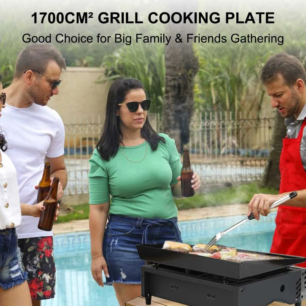 Camplux GP102S grill gaz portable 2 brûleurs 1700 cm² plancha
