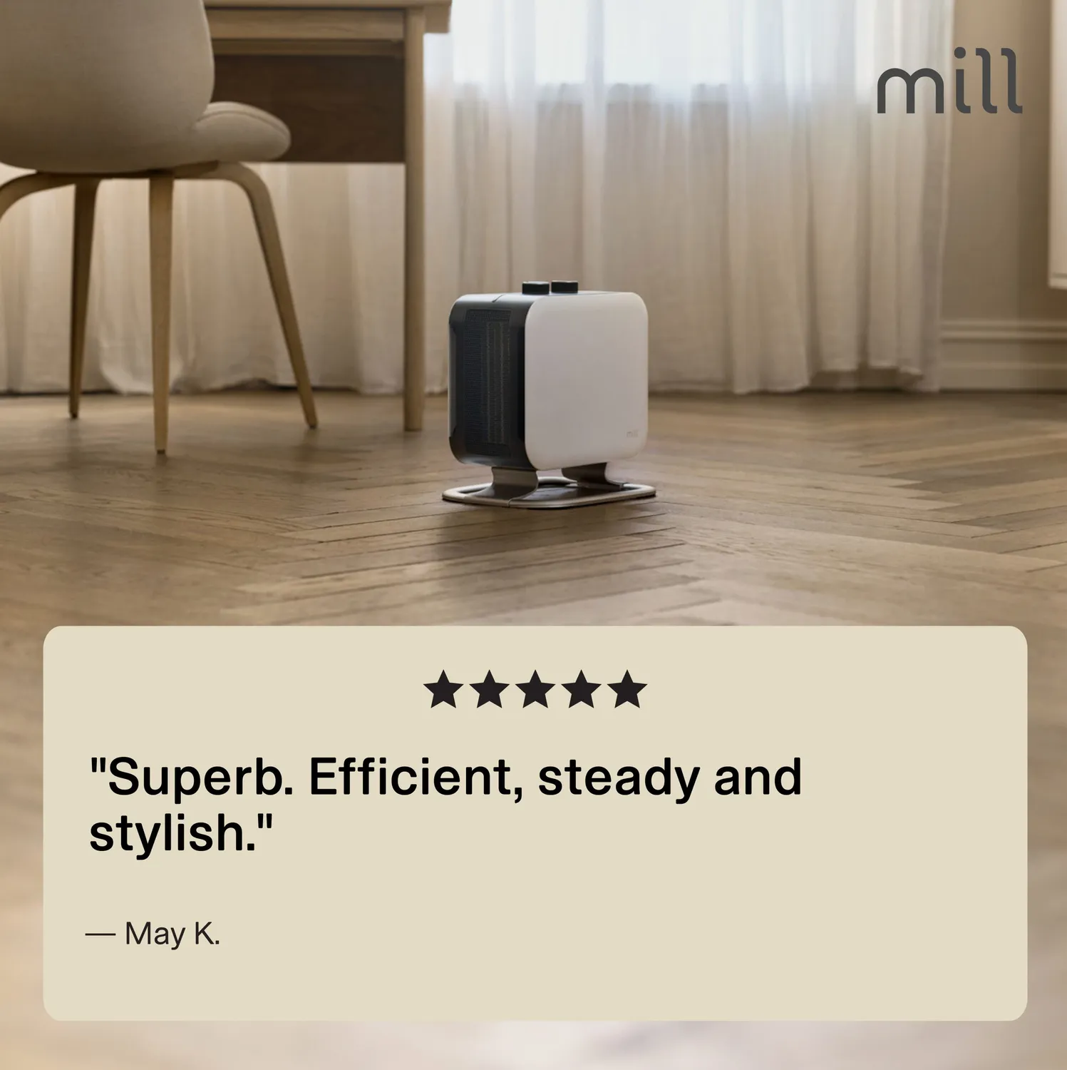 Mill Compact PTC 1800W radiateur soufflant pied alu