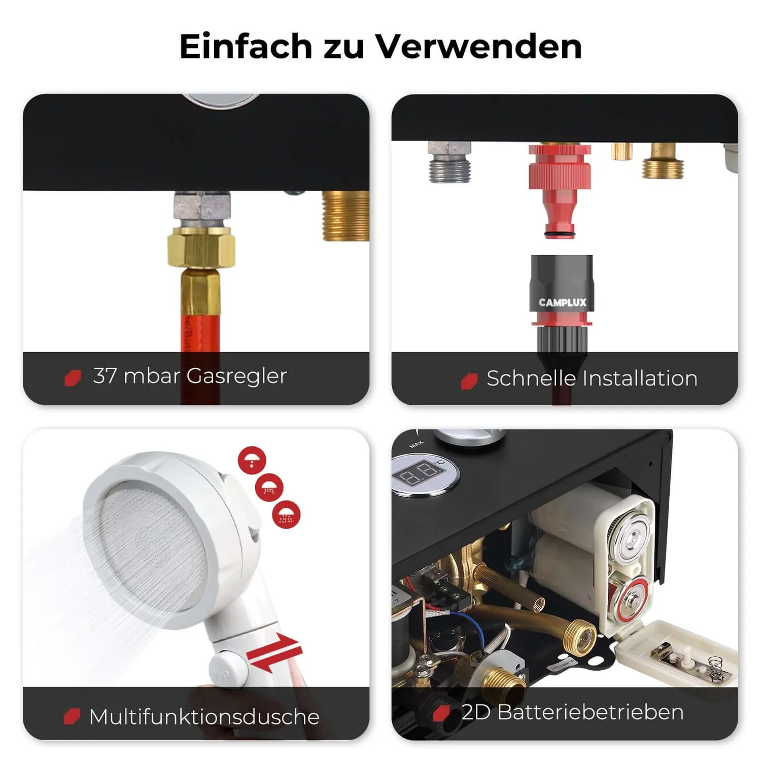 Camplux BW158C chauffe-eau gaz portable 6L 50 mbar classe A+