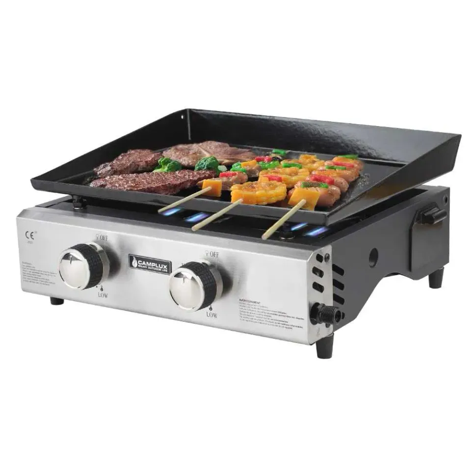 Camplux GP102S grill gaz portable 2 brûleurs 1700 cm² plancha