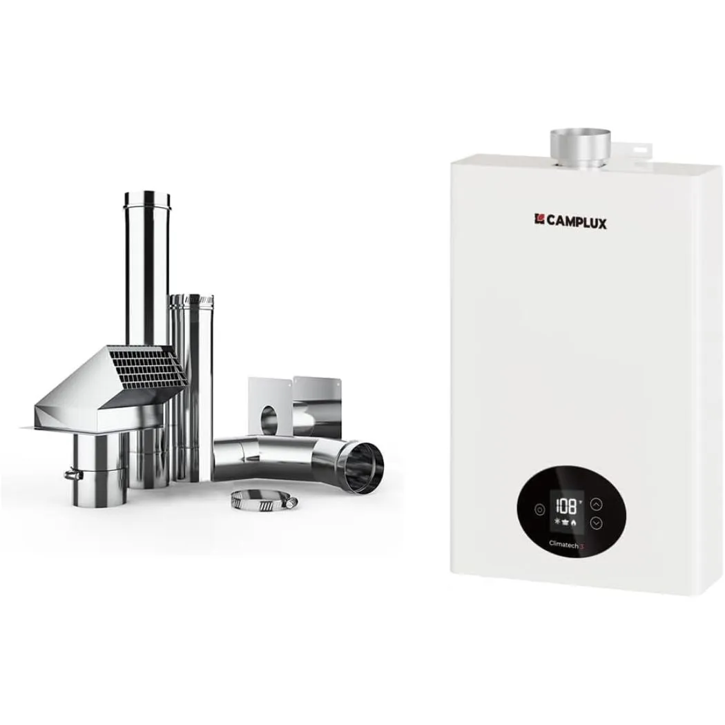Camplux kit ventouse horizontale inox 3 pouces intérieur