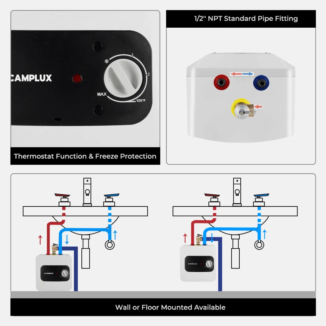 Camplux 2,5 gallons chauffe-eau mini-réservoir 120 V sous évier
