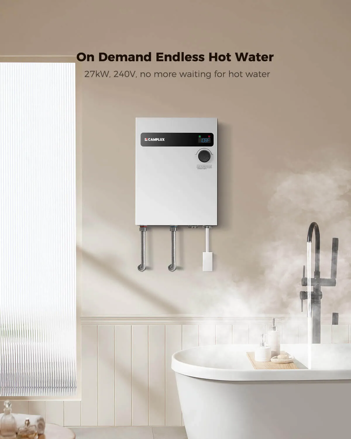 Camplux 27 kW chauffe-eau électrique instantané blanc