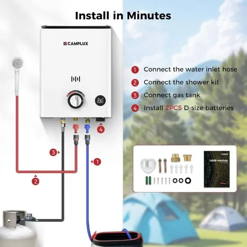 Camplux First F5 chauffe-eau gaz portable extérieur 5 L