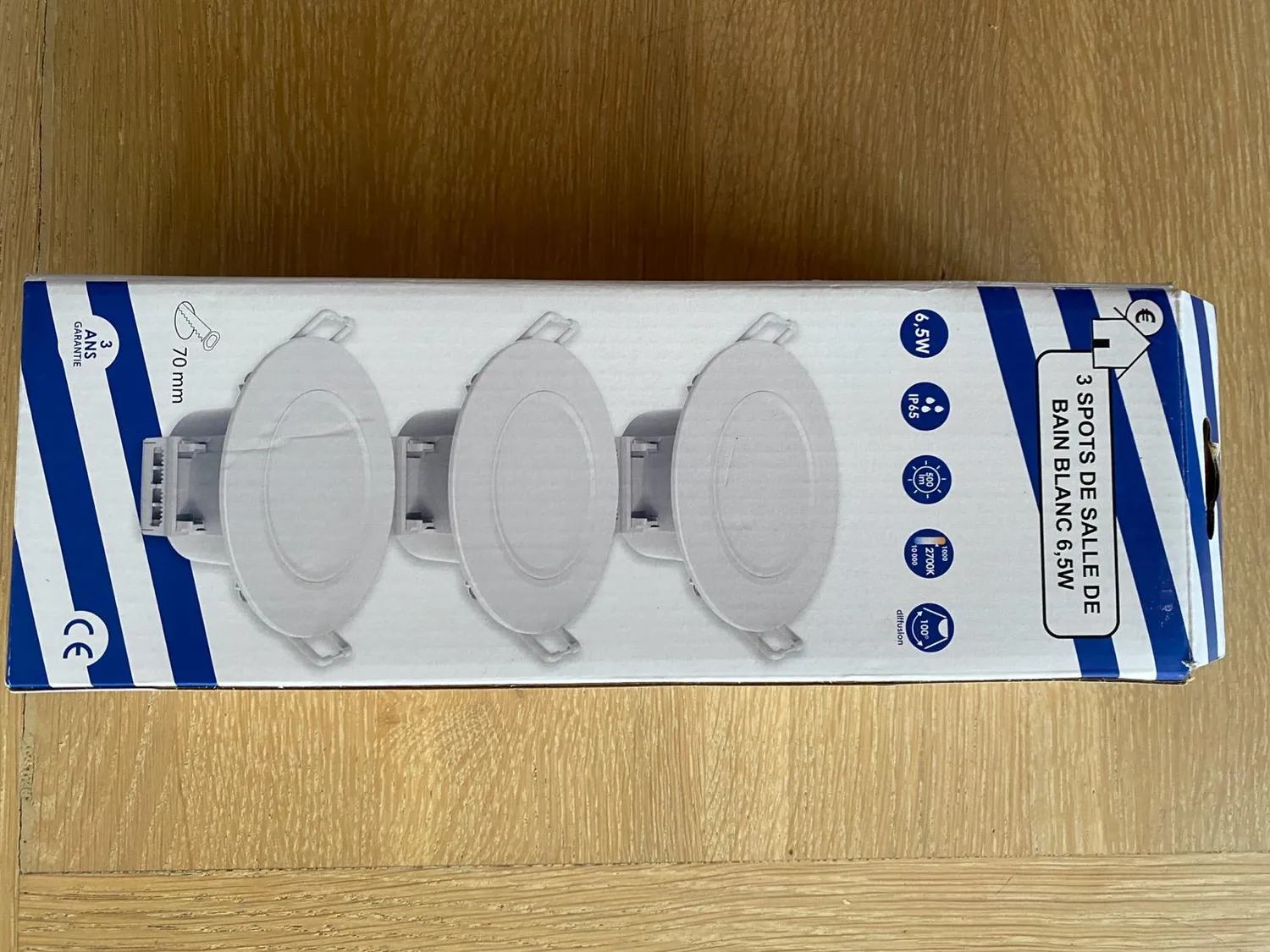 Voltman lot 3 spots encastrés salle de bain blanc IP65 LED