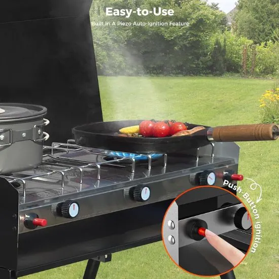 Camplux réchaud camping gaz 2 feux + grill 15000 BTU