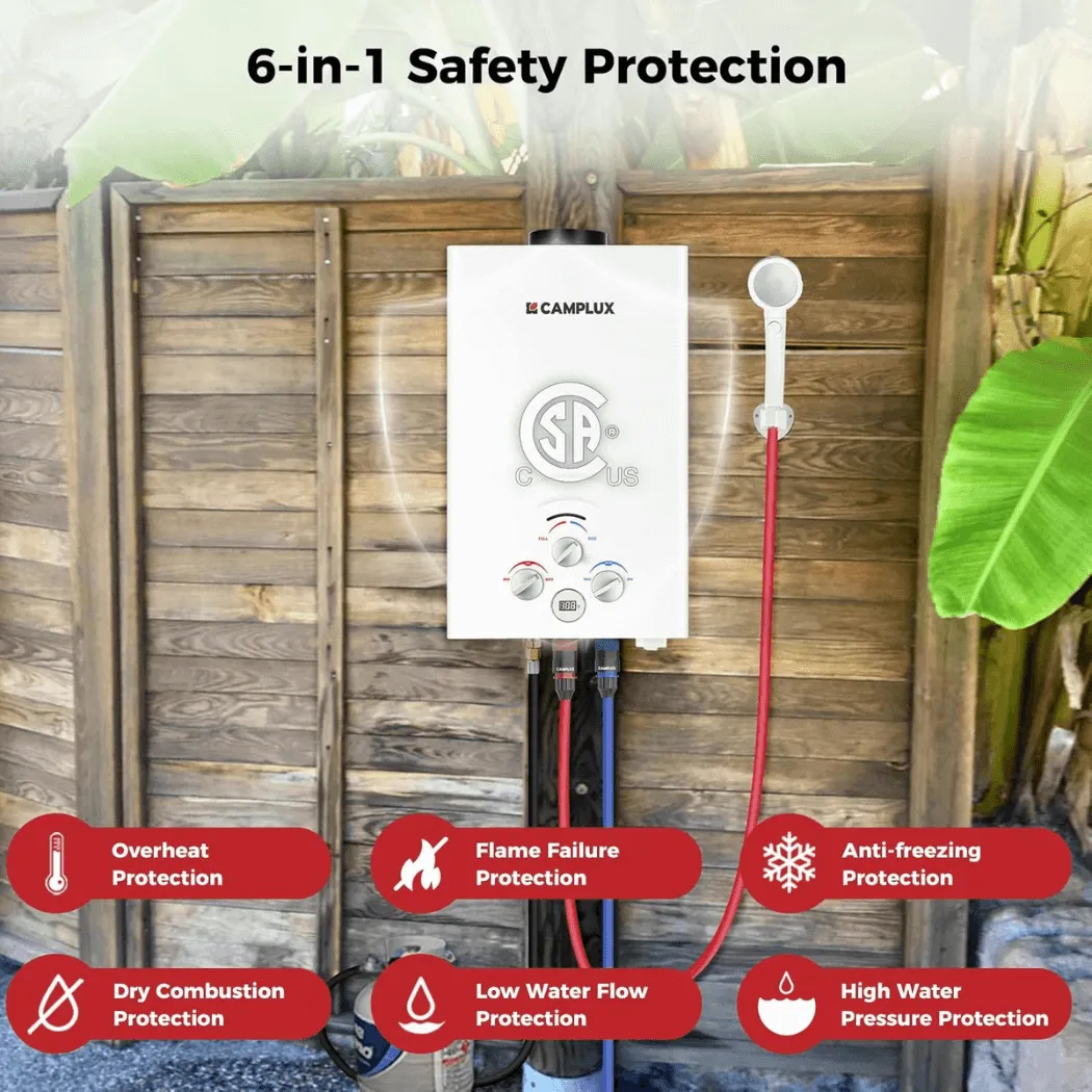 Camplux 2,11 GPM chauffe-eau gaz portable extérieur blanc