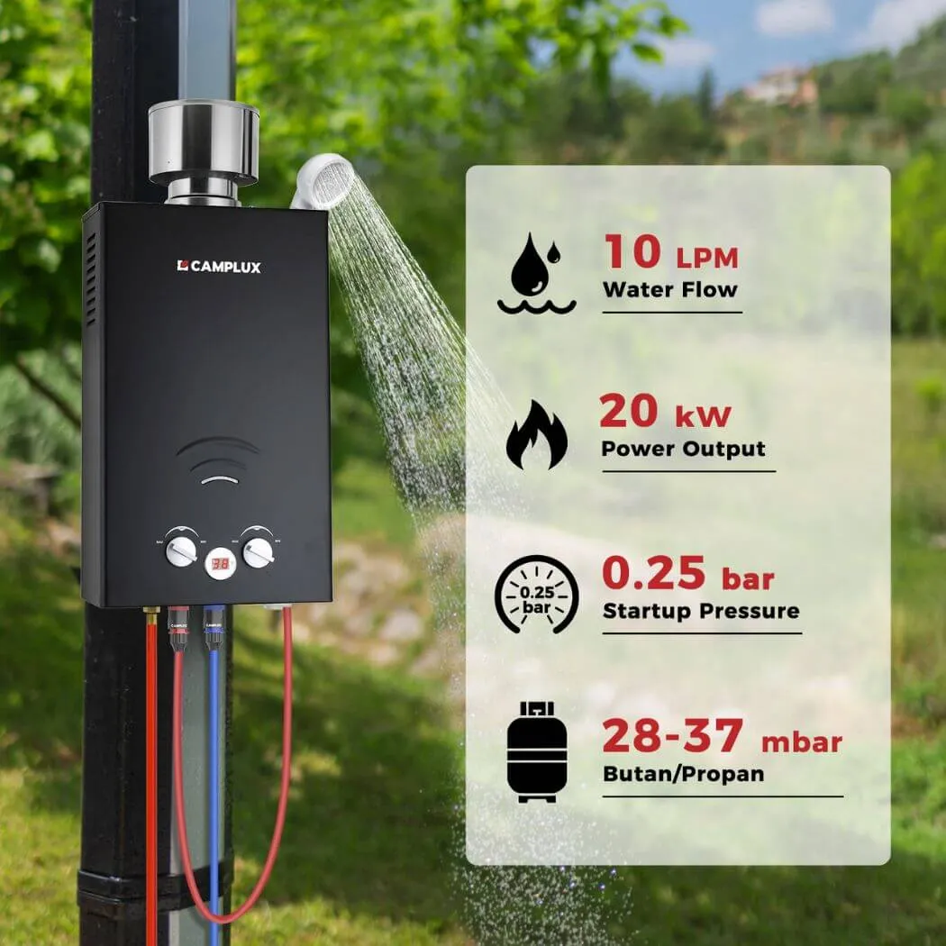 Camplux BW264BC chauffe-eau gaz portable 10L housse pluie