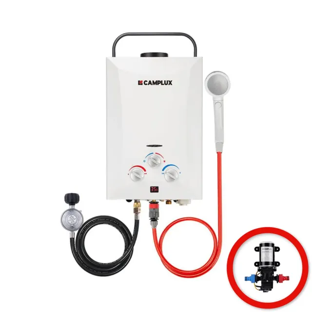 Camplux 8L chauffe-eau gaz portable pompe douchette
