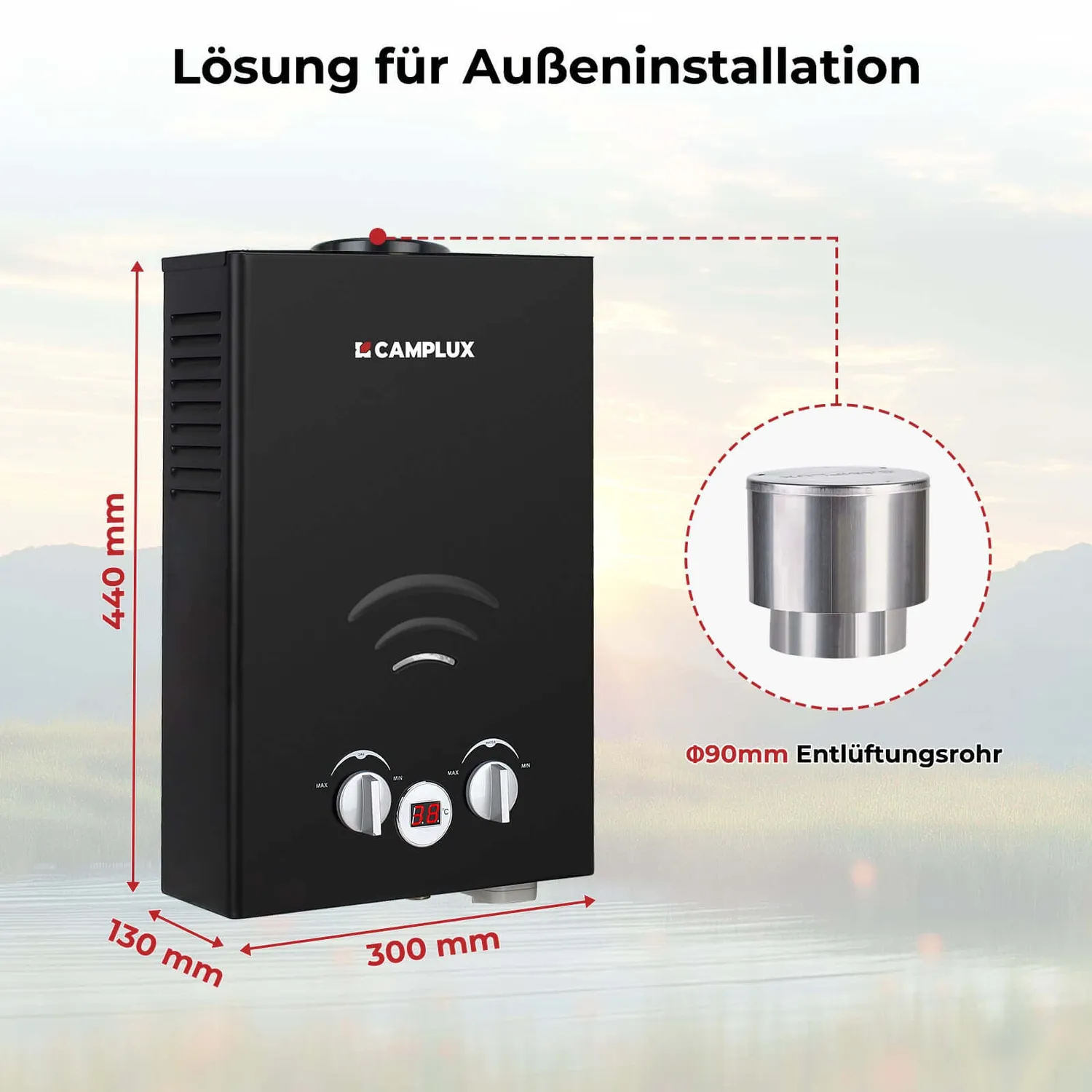 Camplux BW158C chauffe-eau gaz portable 6L 50 mbar classe A+