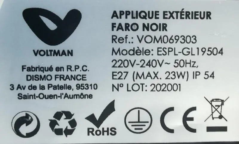 Voltman Faro VOM069352 potelet gris 60 cm IP54