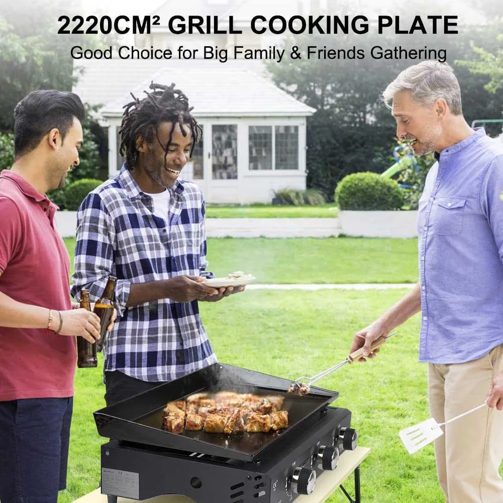 Camplux GP103B grill gaz plancha 3 feux noir 2220 cm²