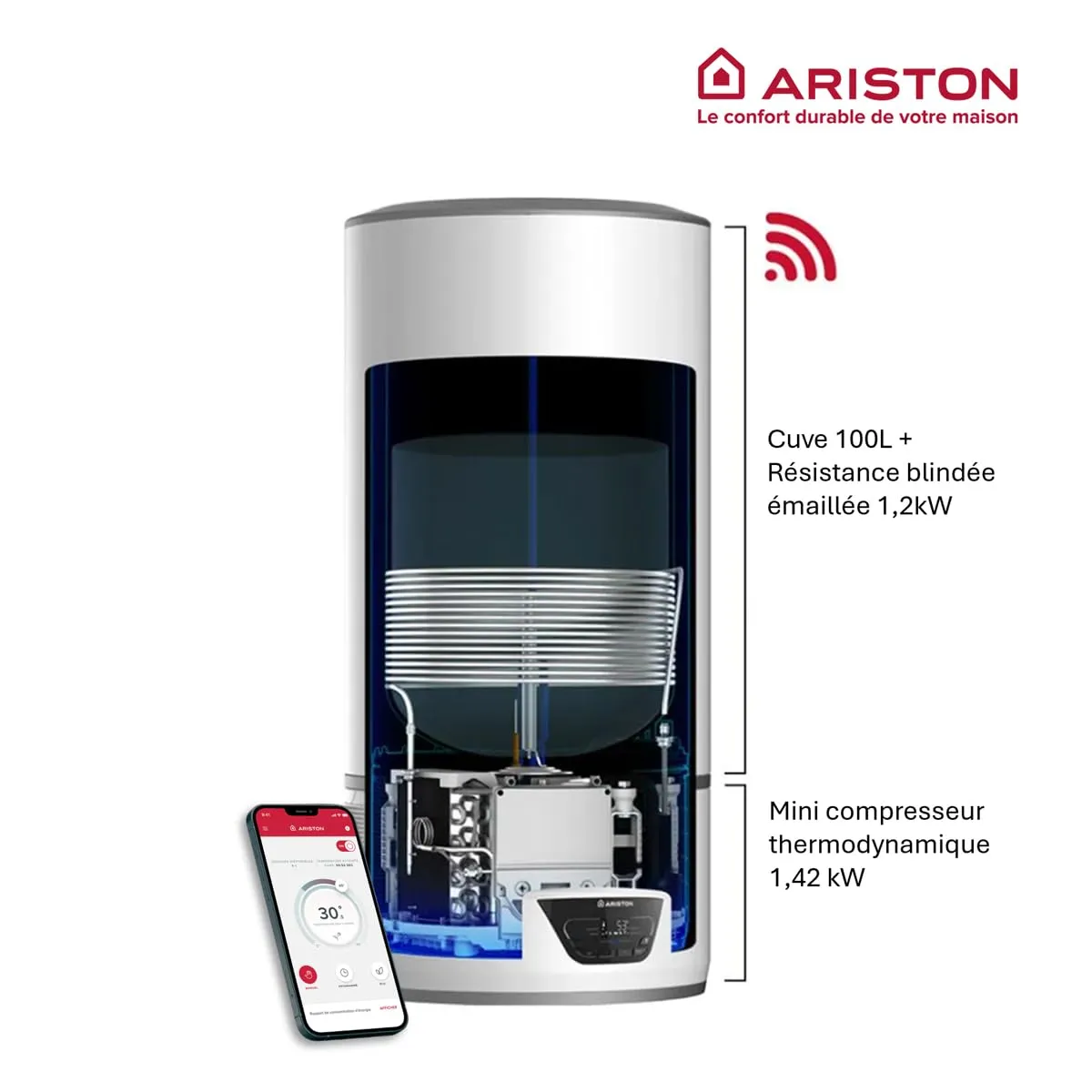 Ariston Hotpoint Lydos Hybrid Wifi 100L chauffe-eau 100 L