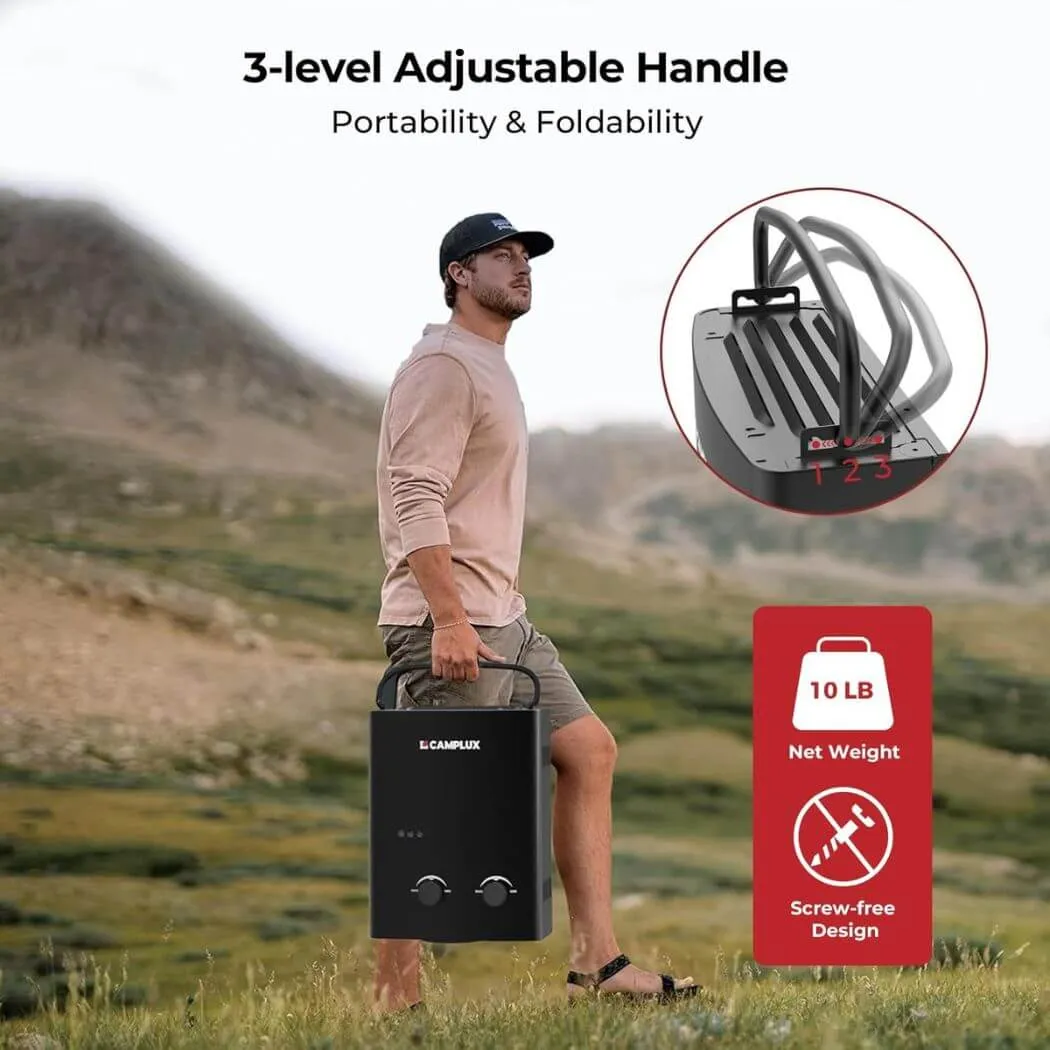 Camplux 5L chauffe-eau propane portable noir 1,32 GPM