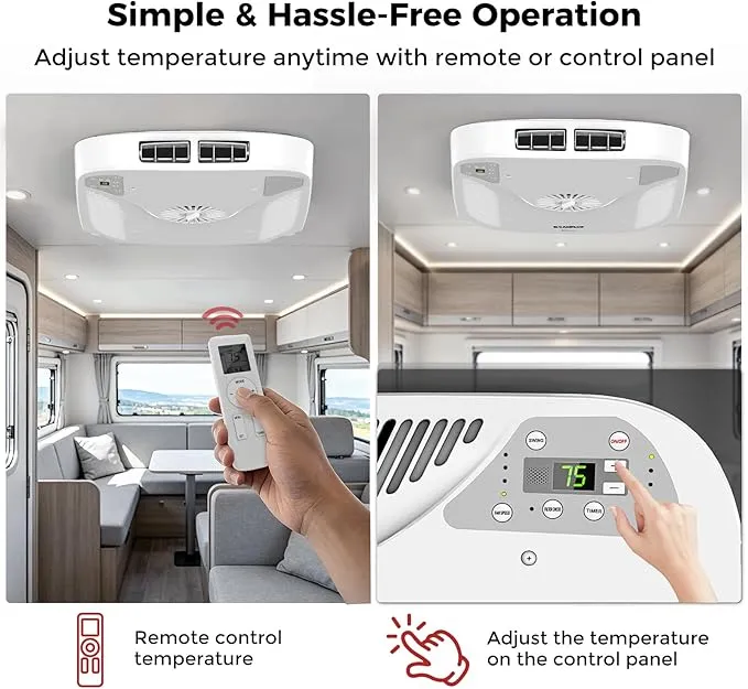 Camplux 15000 BTU climatiseur camping-car réversible télécommande R32
