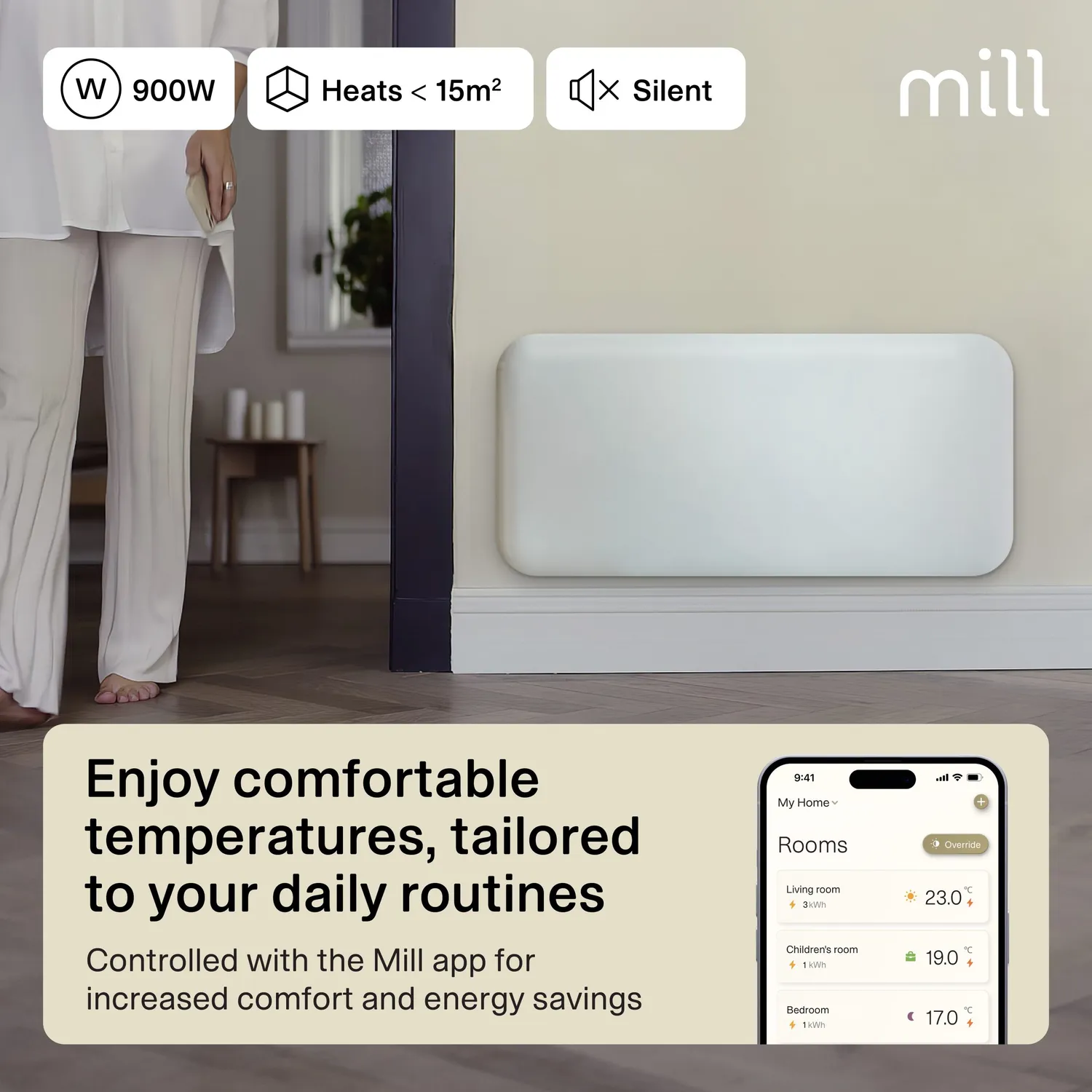 Mill Invisible Smart WiFi 900W Gen 4 radiateur connecté