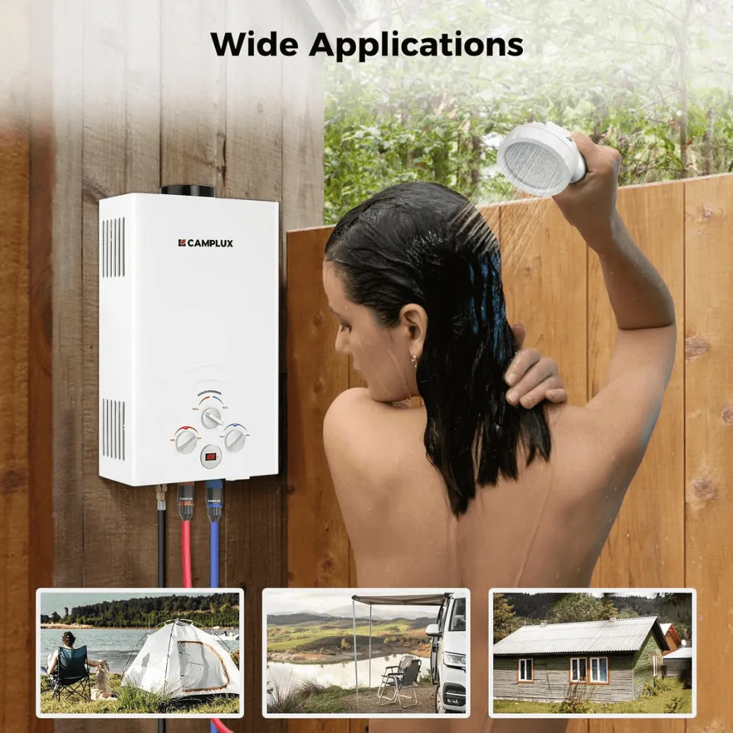 Camplux 2,11 GPM chauffe-eau gaz portable extérieur blanc