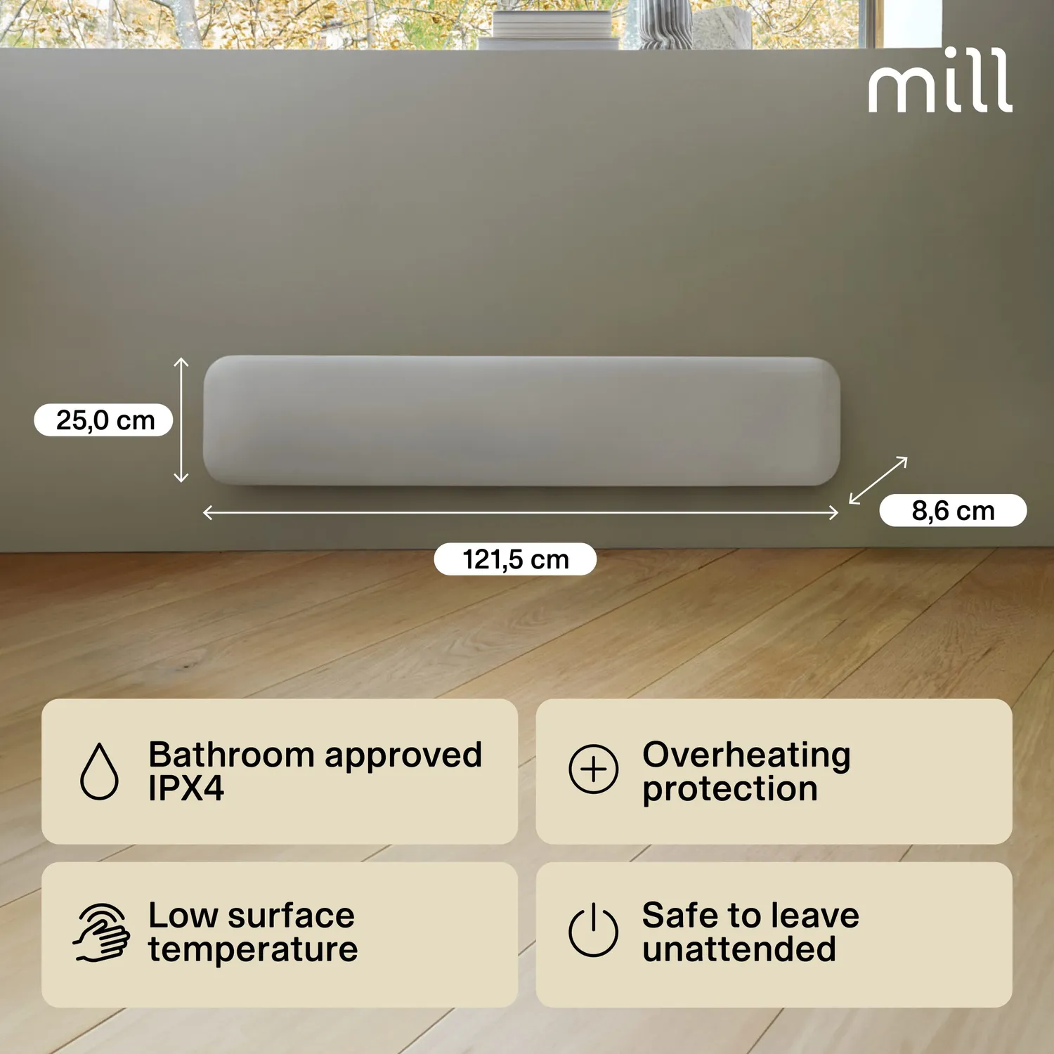 Mill Invisible radiateur panneau 1000W bas