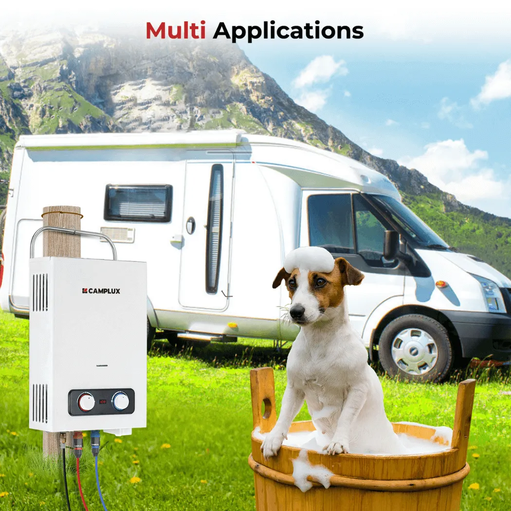 Camplux chauffe-eau gaz portable 1,58 GPM blanc compact