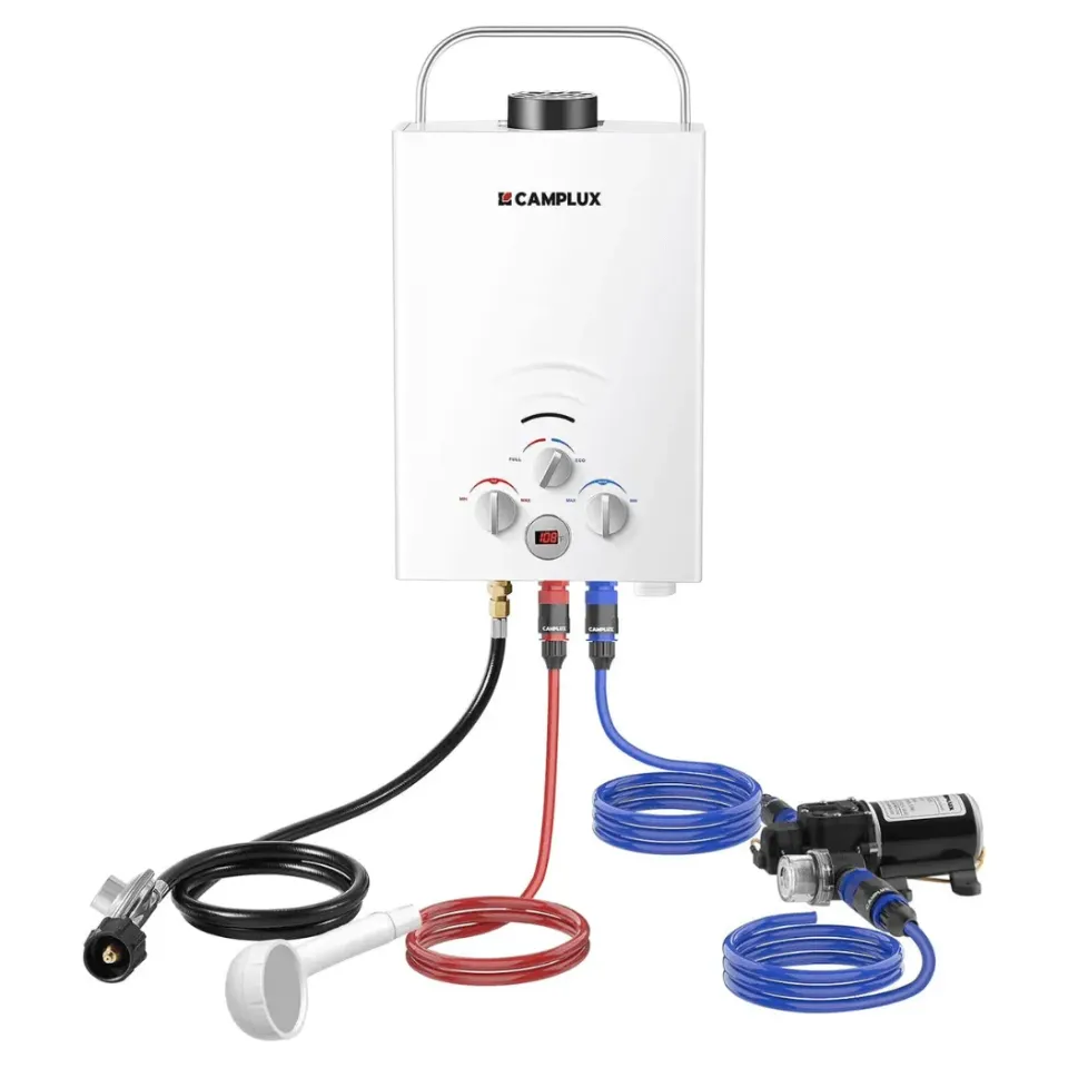 Camplux BW158P60 chauffe-eau portable 6L propane avec pompe