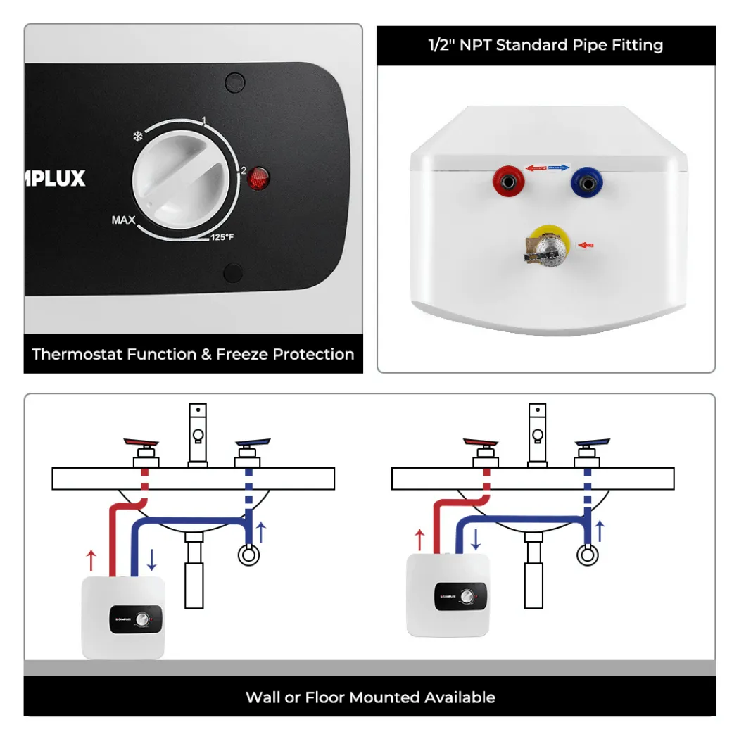 Camplux chauffe-eau électrique mini ballon 15L 120V