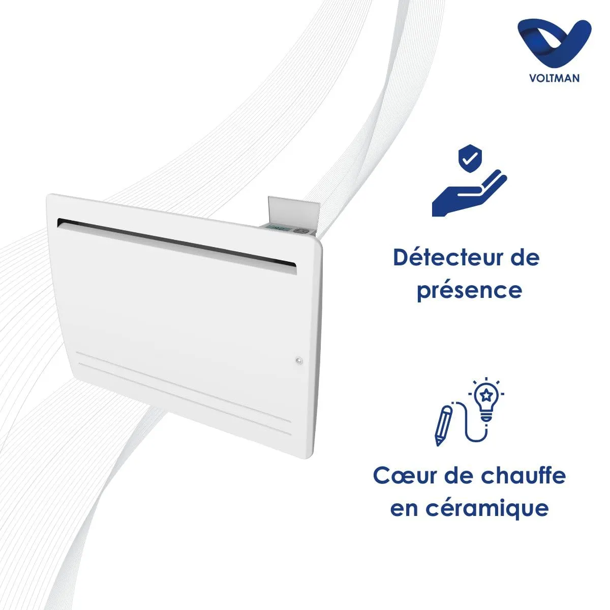 Voltman VOM540031 radiateur céramique 1500W blanc détecteur