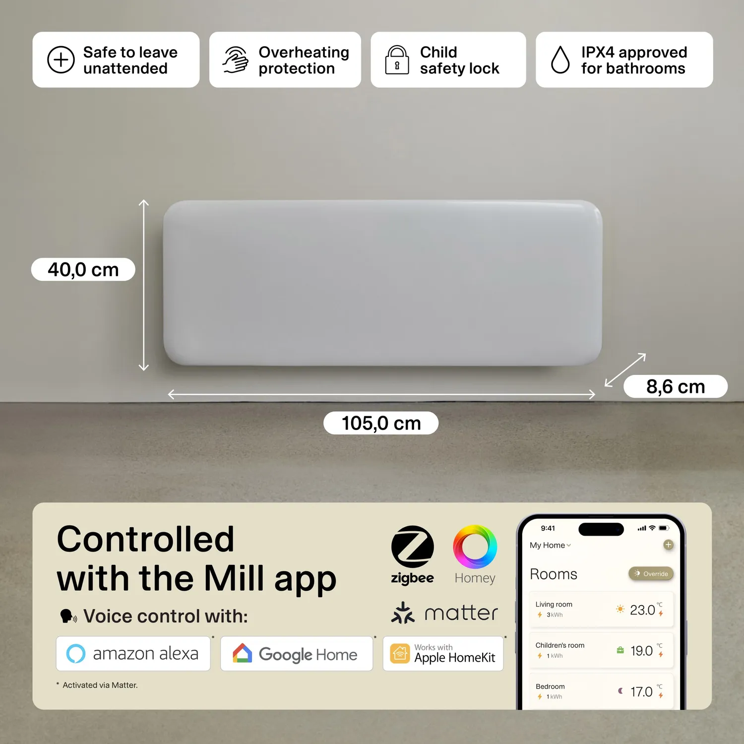 Mill Invisible Gen 4 convecteur WiFi 1200W