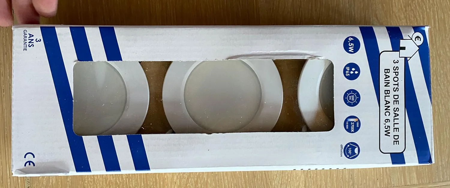 Voltman lot 3 spots encastrés salle de bain blanc IP65 LED