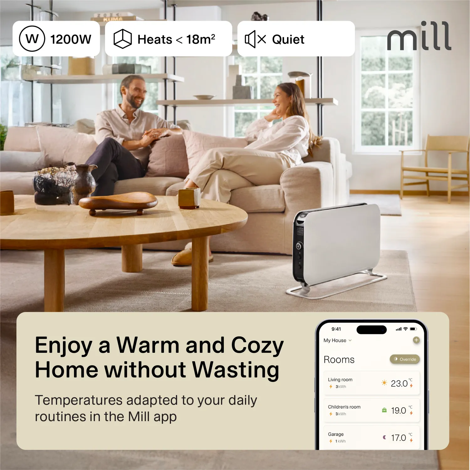 Mill WiFi Portable Heater 1200W radiateur portable