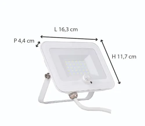 Voltman projecteur LED détecteur blanc 20W 2000lm
