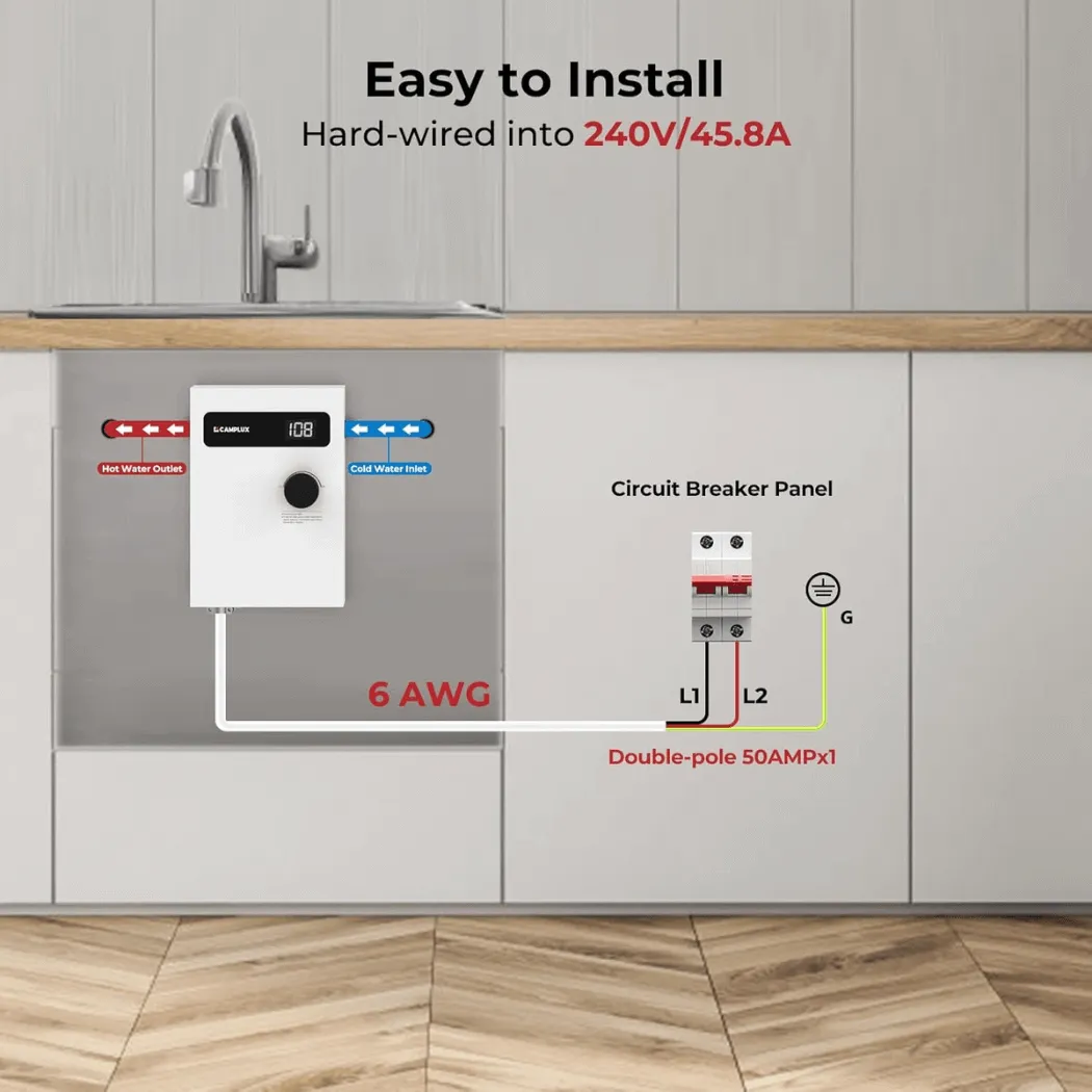 Camplux Chauffe-eau électrique sans réservoir 11kW blanc