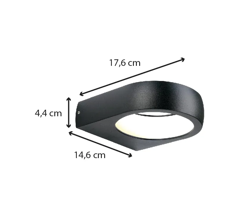 Voltman Applique filaire IP54 470lm 3000K noire