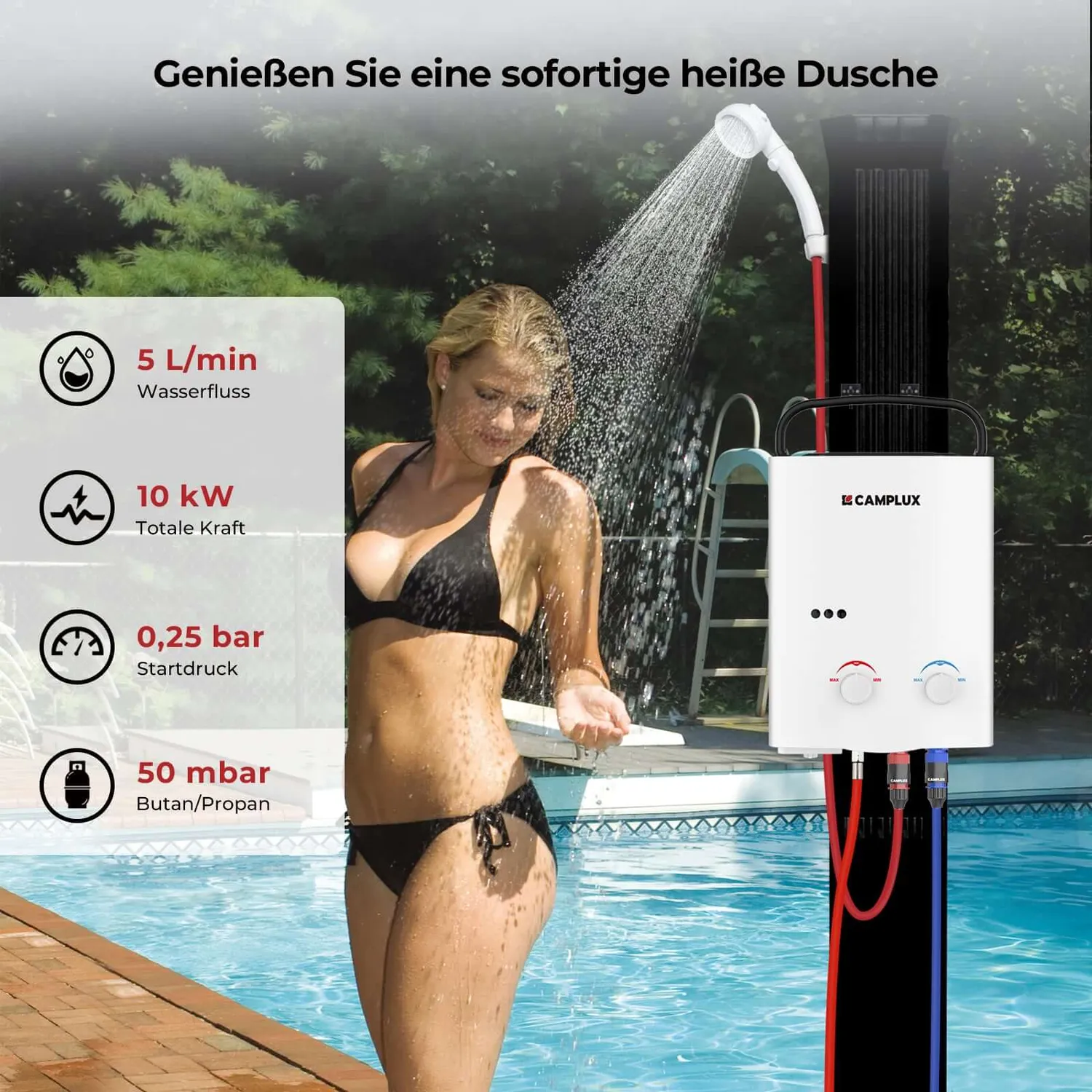 Camplux AY132N Chauffe-eau portable gaz 5L 37 mbar