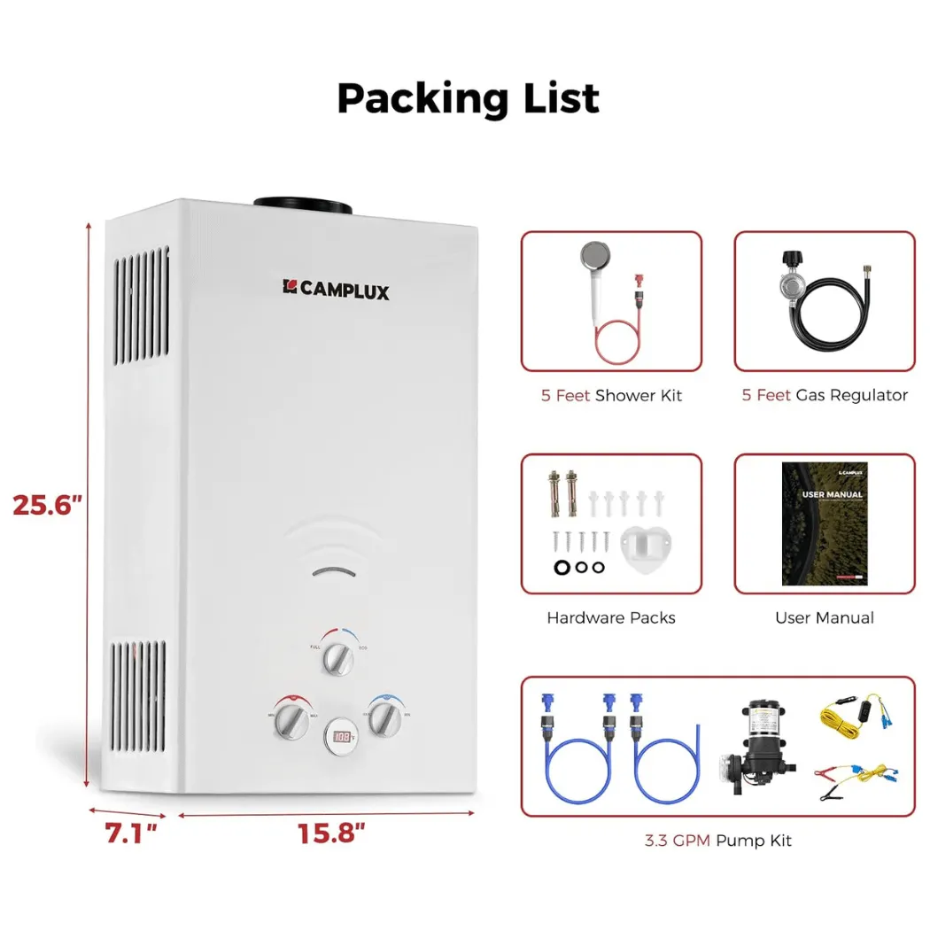 Camplux BW422P120 chauffe-eau propane 4,22 GPM kit pompe