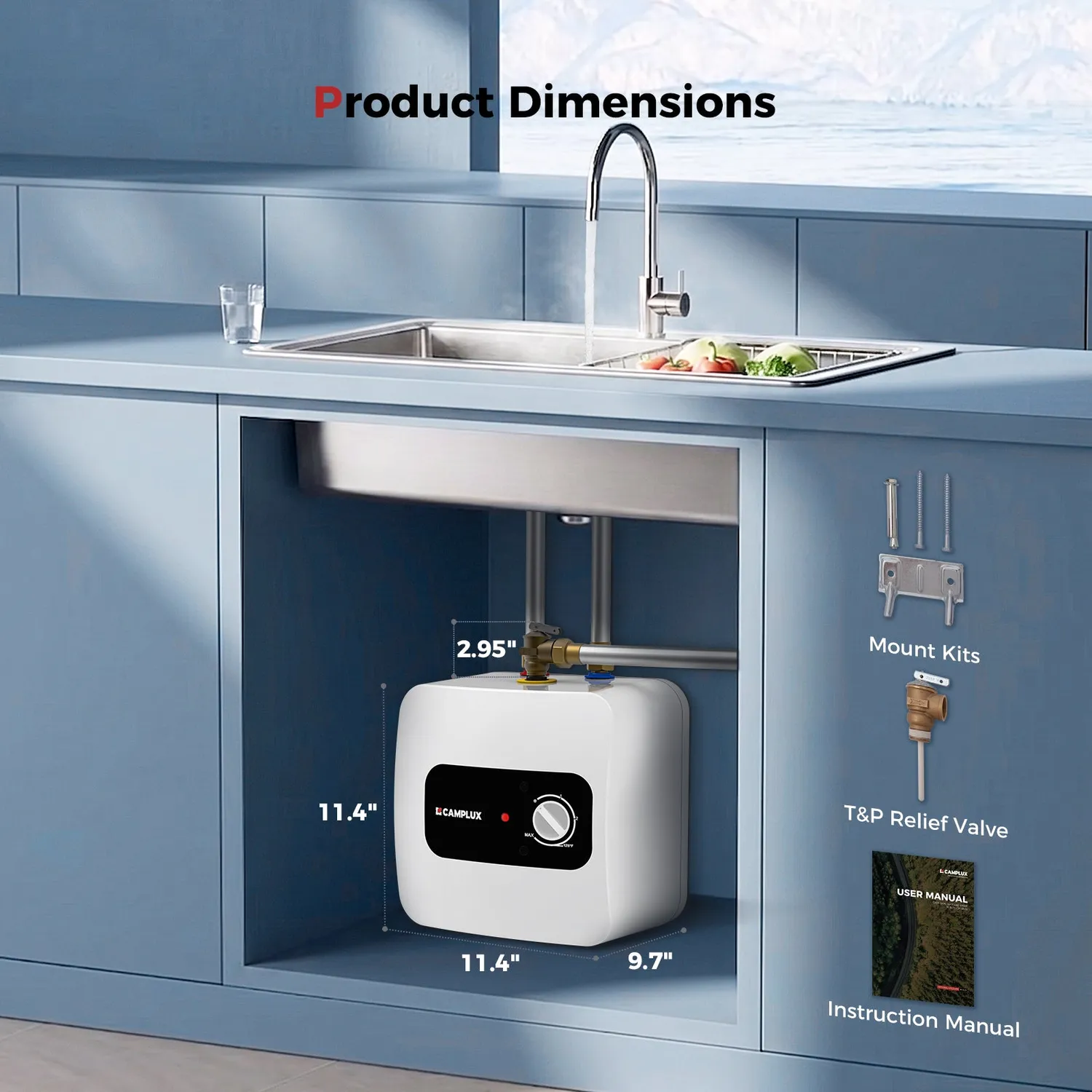 Camplux mini chauffe-eau électrique 5L 120V 3 températures