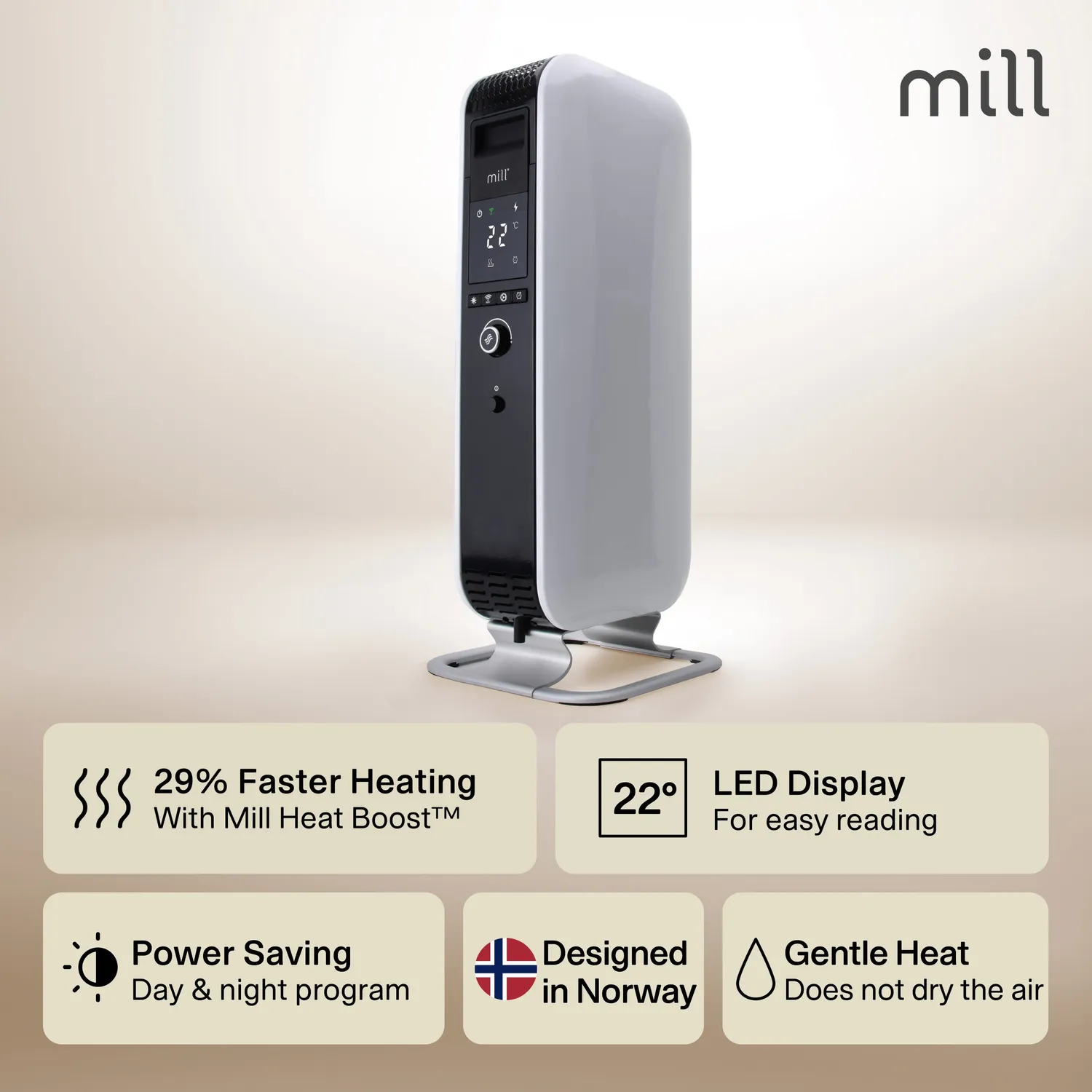 Mill Gentle Air radiateur bain d'huile 1500W silencieux