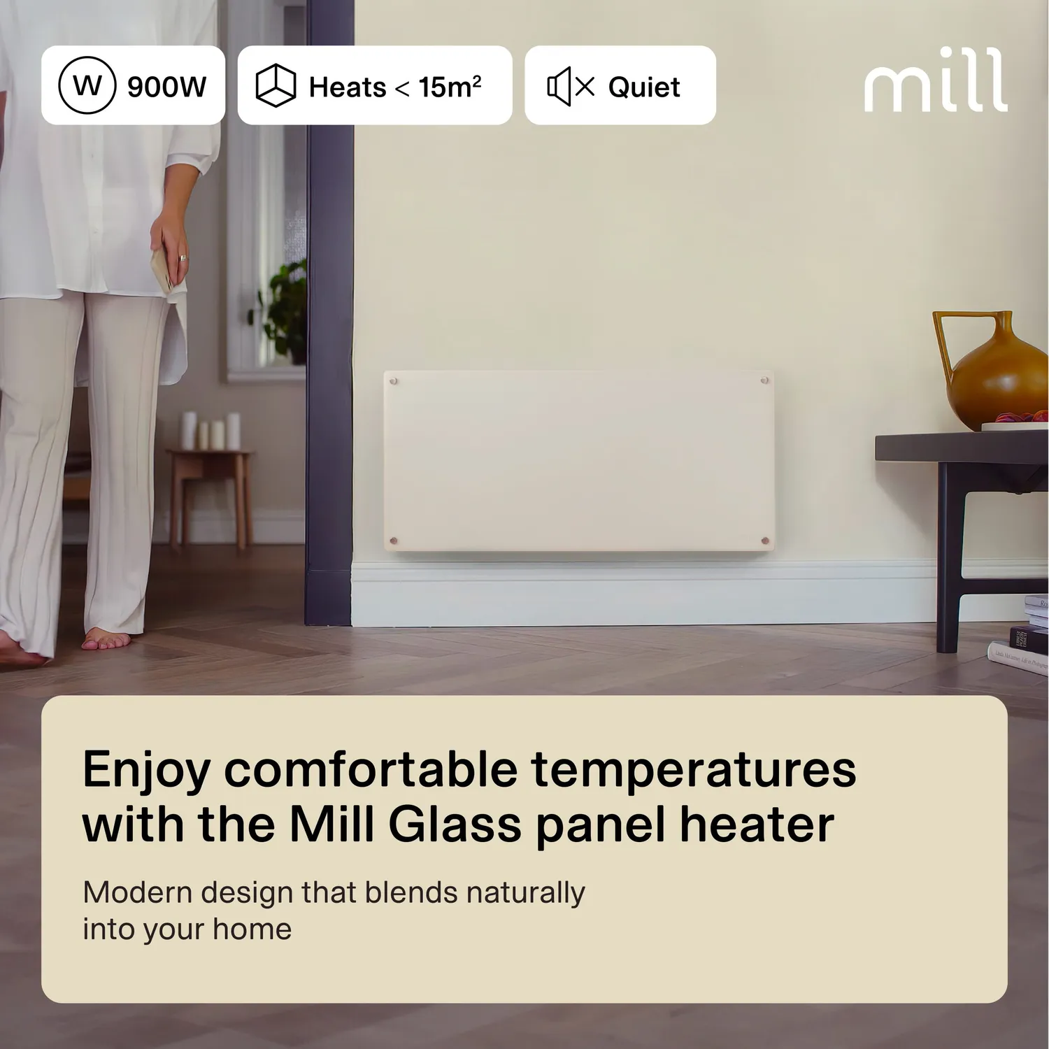 Mill Glass convecteur panneau verre 900W mural