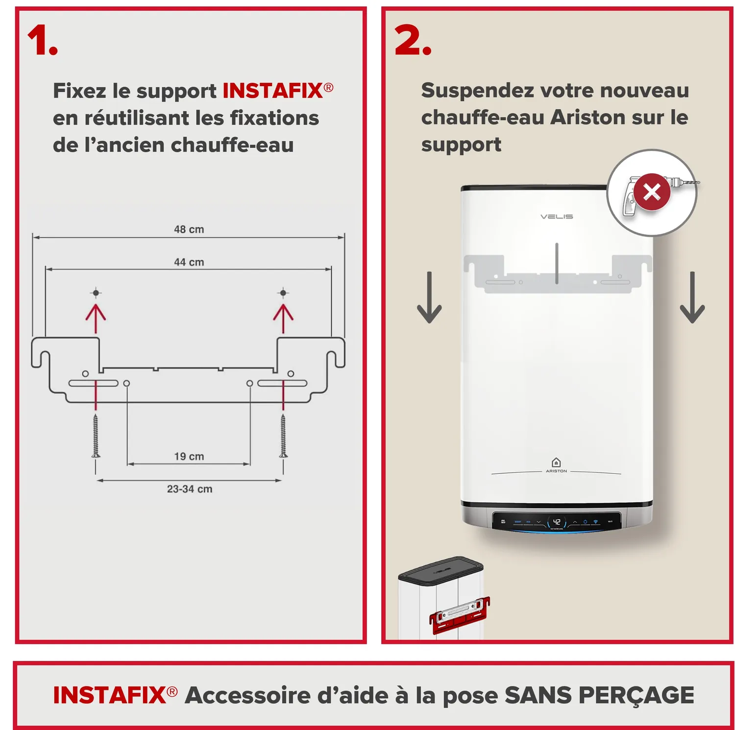 Ariston Hotpoint Instafix support mural sans perçage 50-100 L