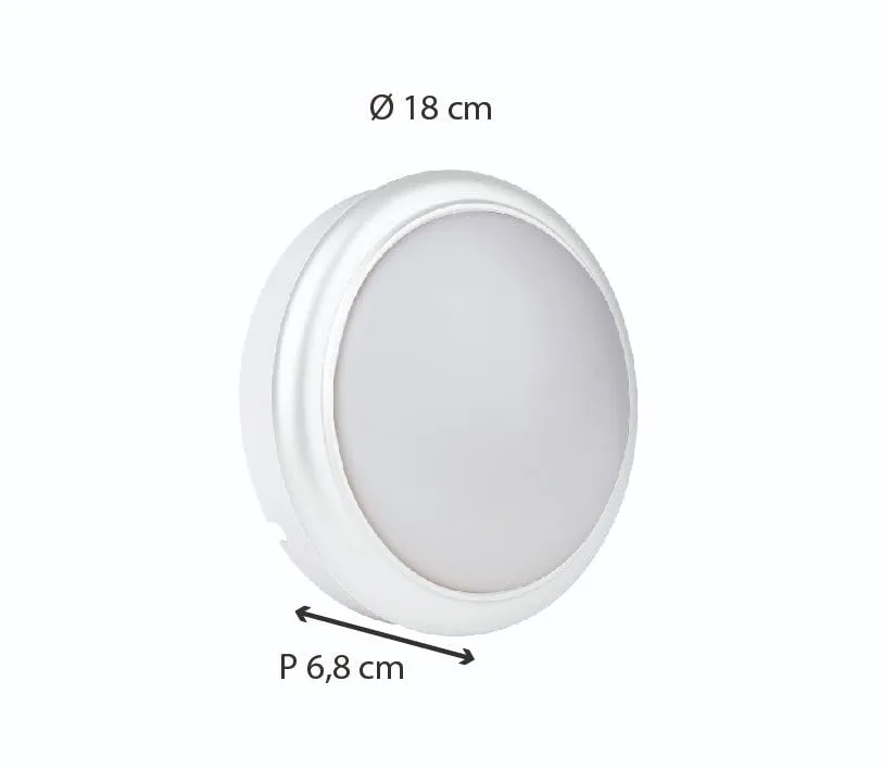 Voltman hublot extérieur rond blanc 1050lm 6500K IP54