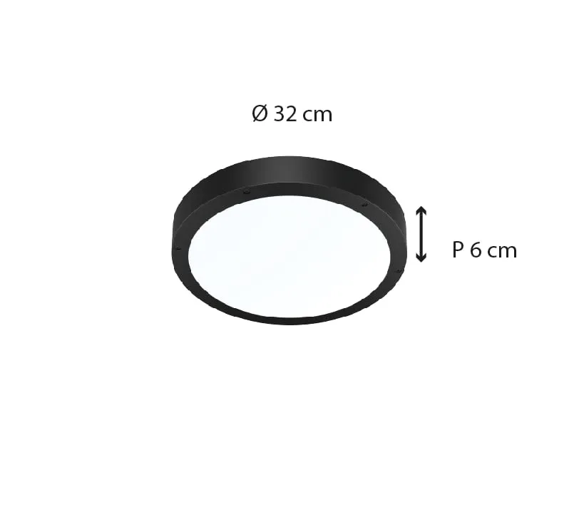 Voltman plafonnier extérieur ovale noir 1800 lm neutre