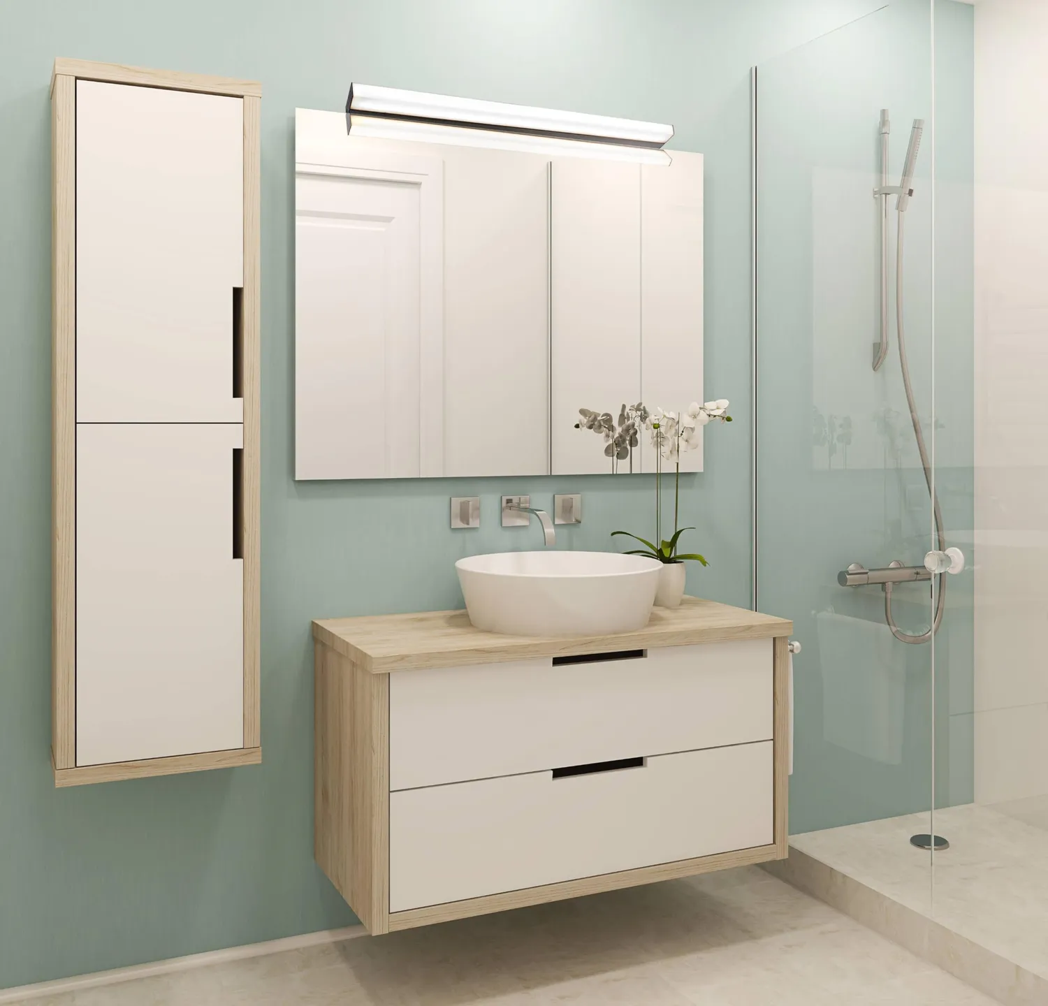 Voltman réglette salle de bain 60 cm noire LED IP44