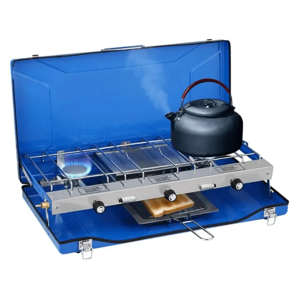 Camplux Réchaud Camping 2 Brûleurs + Gril 20400 BTU Propane
