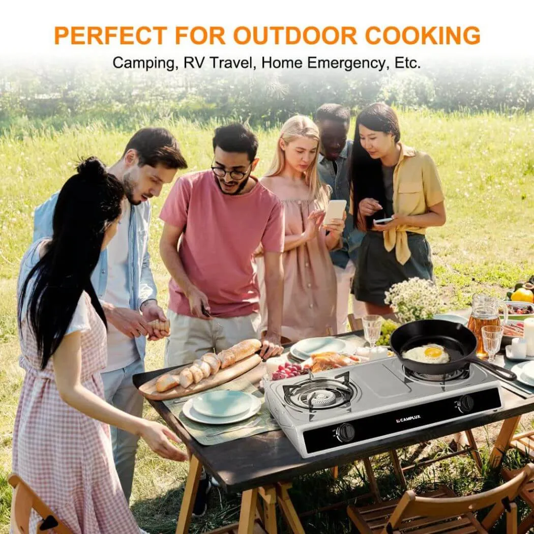 Camplux 2 feux réchaud camping inox 19600 BTU