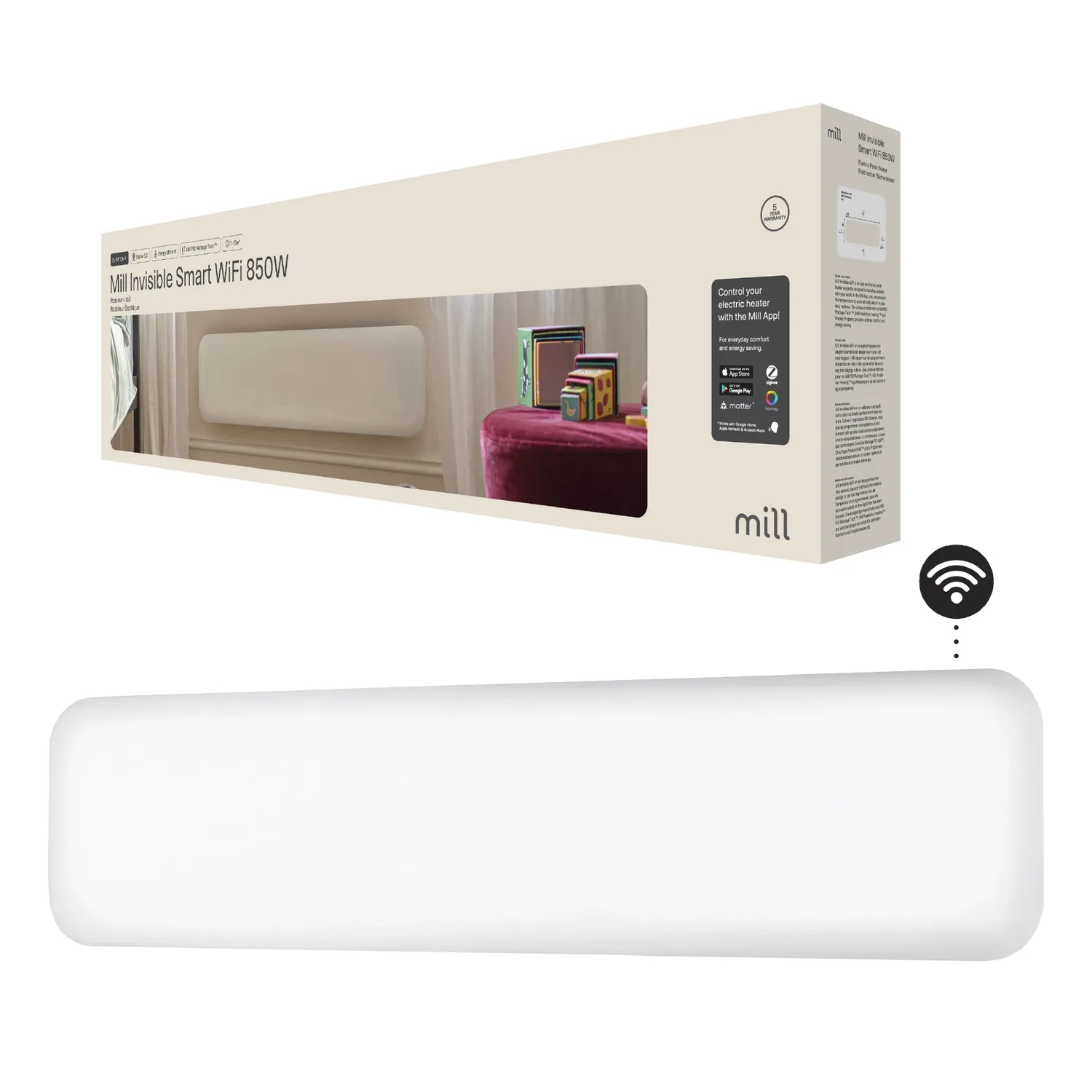 Mill Invisible Smart WiFi 850W Gen 4 radiateur bas