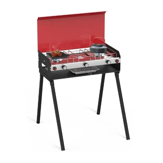 Camplux réchaud camping propane 2 brûleurs + grill 15000 BTU